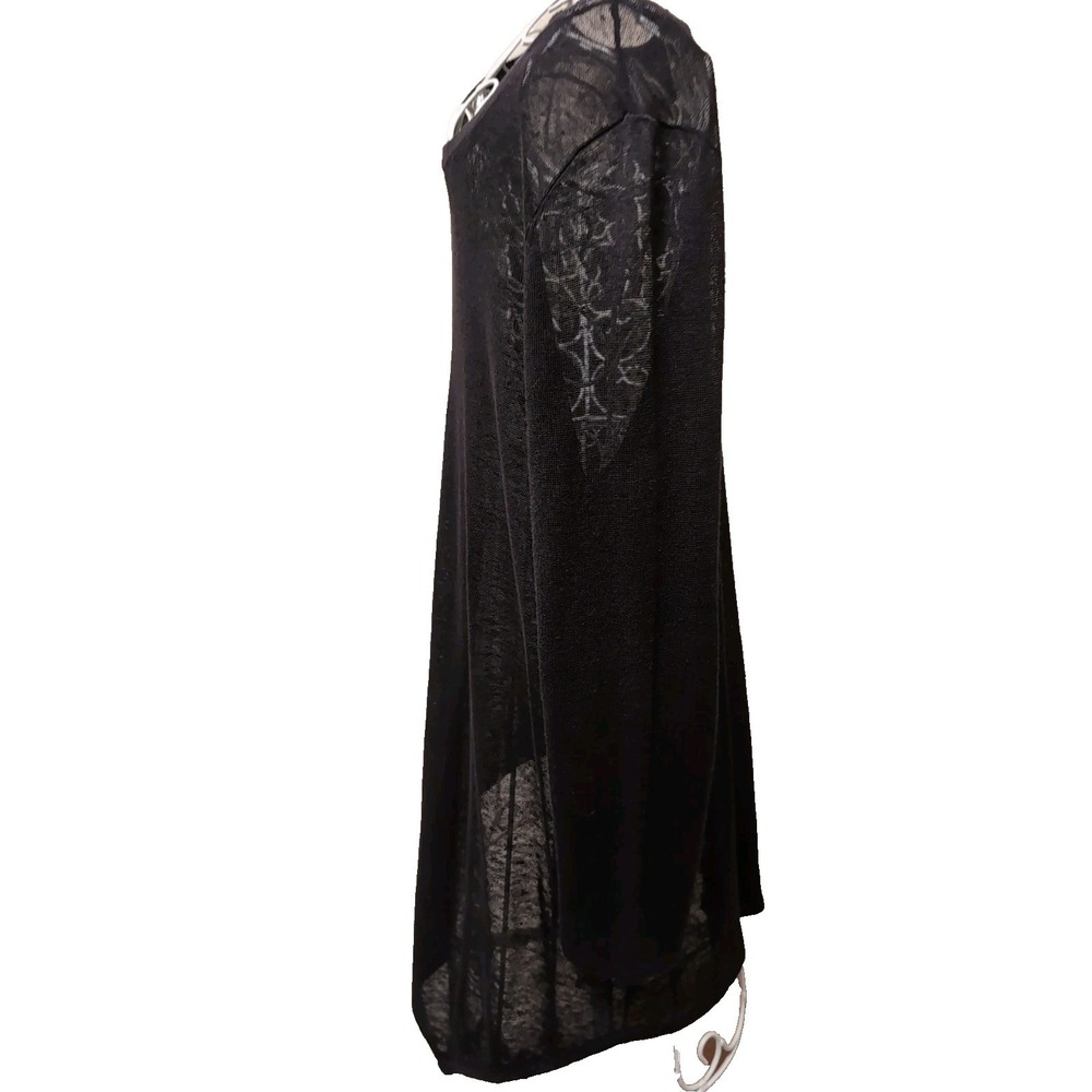Nic + Zoe Women's Long Sleeve Cotton Linen Blend Black SweaterAsymmetrical S - Picture 4 of 9